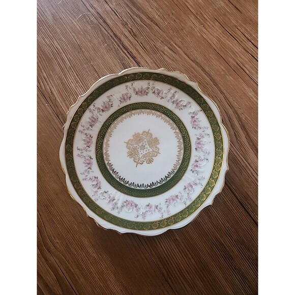Antique Wheelock ? Limoges ?Hand Painted Porcelain 7.5” Plate Gold Rim - Picture 2 of 10